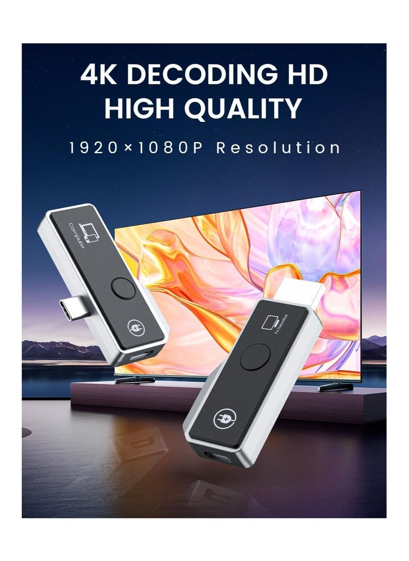 Generic - HDMI Transmitter and Receiver, Support Type-C 3.1(with DP Protocol) Phone/Tablet/Laptop, Plug & Play, Portable Wireless HDMI Extender Kit for Streaming Video/Audio to HDTV/Projector/Monitor - Image 1