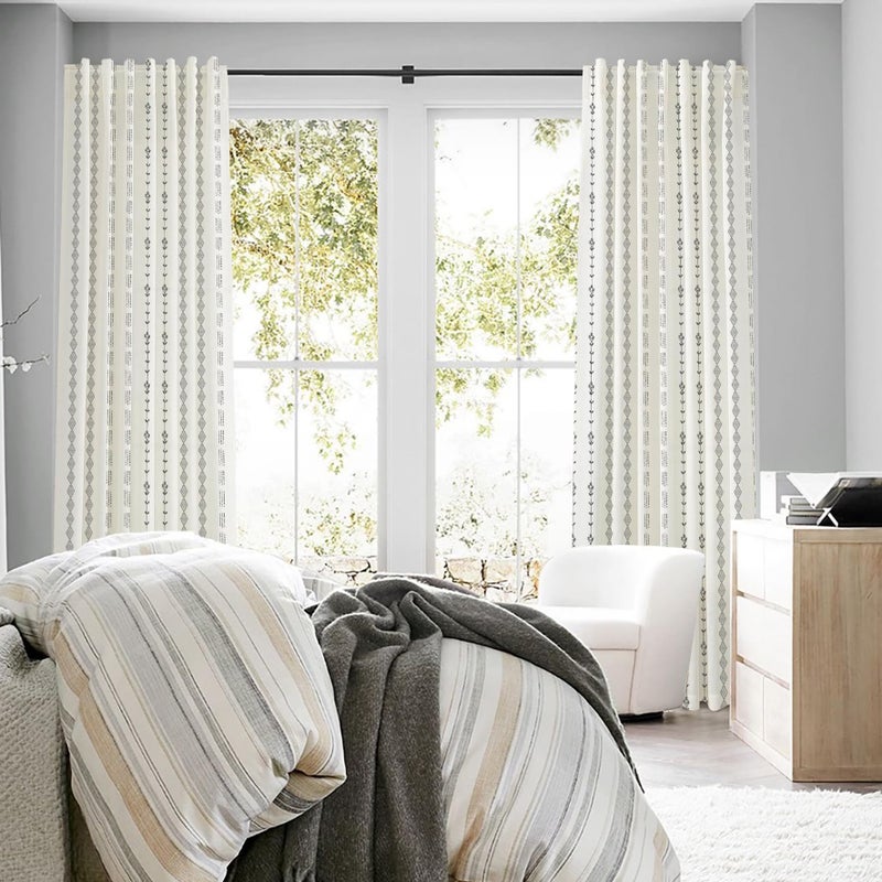 Lino Rosa Linen Curtains 96 Inches Long,Sheer Cream Boho Floor Length to Ceiling Curtains for Living Room 2 Panel Set - Image 3