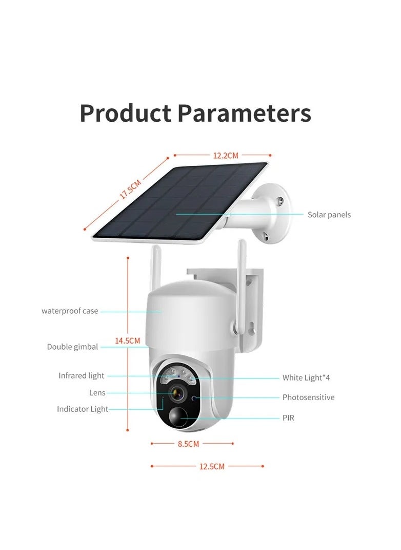 Generic - 4G GSM LTE Solar Camera PTZ With Battery Outdoor CCTV Cloud Solar Power Garden Smart Security Camera, 2-Way Audio, Radar PIR Motion Detection, 1080P Night Vision, Mini Solar Panel, Without Wires - Image 1