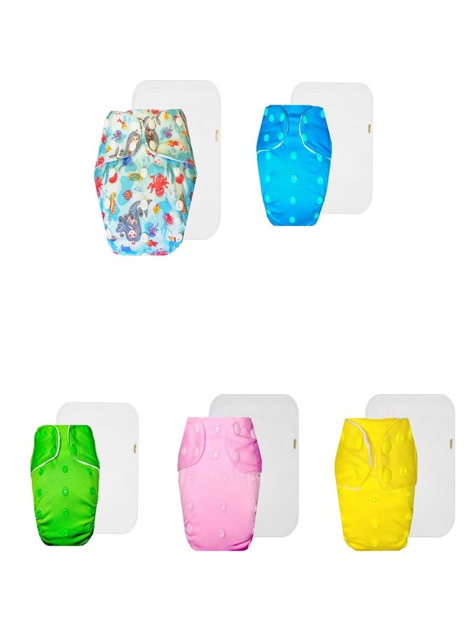 Dumbledo Premium Cloth Diaper with Cotton Insert (Pack of 5) | Dry Feel and Comfortable | Reusable & Washable | Easy to Clean | Trusted by Moms | 3 Months - 3 Years | Unisex Baby - Image 1