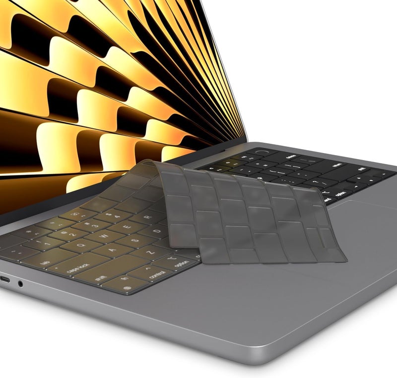Oaky Keyboard Cover for 2025-2021 M4/M3/M2 Chip MacBook Air 13" [A3240 A3113 A2681] & MacBook Air 15 inch [A3241 A3114 A2941] Dust-Proof Keyboard Skin Protector - TPU Grey - Image 1