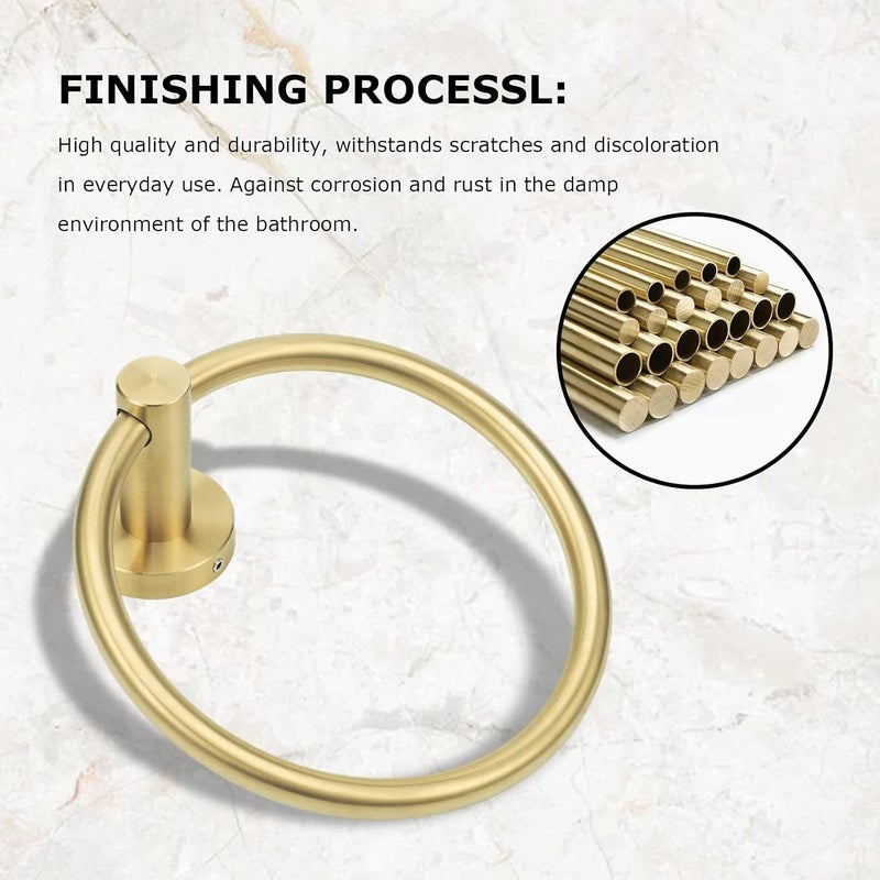 RAYYAN Towel Ring Hand Towel Holder Hand Towel Racks Wall Mount Round Towel Hanger 304 Stainless Steel Bathroom Accessories Wall Mount Bathroom Hardware(Gold) - Image 4