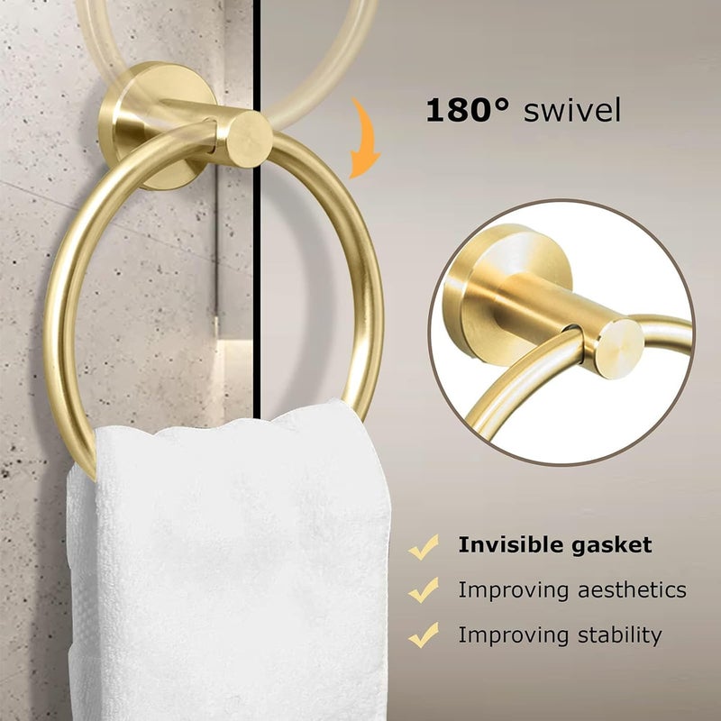 RAYYAN Towel Ring Hand Towel Holder Hand Towel Racks Wall Mount Round Towel Hanger 304 Stainless Steel Bathroom Accessories Wall Mount Bathroom Hardware(Gold) - Image 5