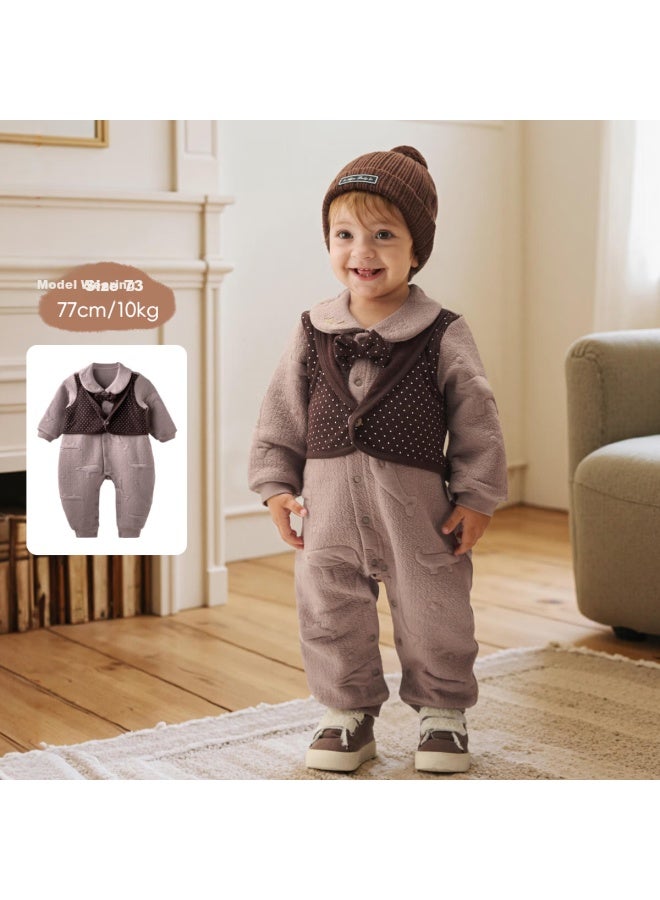 Aqpa Baby Dress Autumn Winter Padded Jumpsuit Giraffe Brown 66cm - Image 1