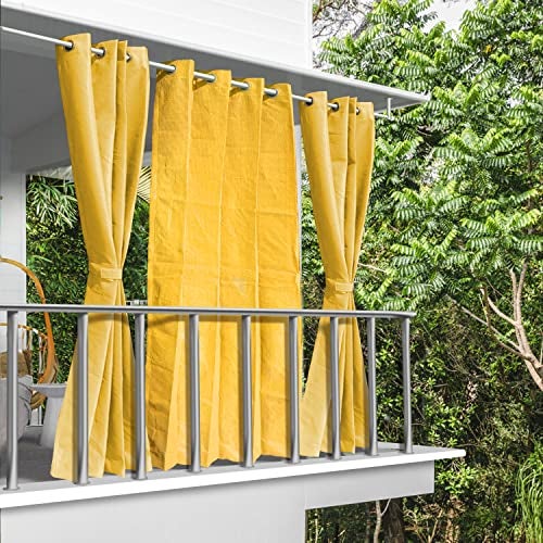 HIPPO High Density Polyethylene 150 GSM Outdoor Sun Blocking Balcony Eyelet/Grommet Light-Filtering Curtains Sun & UV Protection, Light Filtering 4.5FTX9FT Long Solid Door Curtain (Yellow) - Image 1