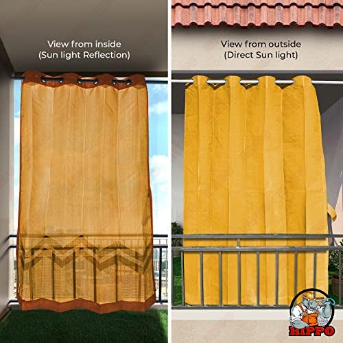 HIPPO High Density Polyethylene 150 GSM Outdoor Sun Blocking Balcony Eyelet/Grommet Light-Filtering Curtains Sun & UV Protection, Light Filtering 4.5FTX9FT Long Solid Door Curtain (Yellow) - Image 2