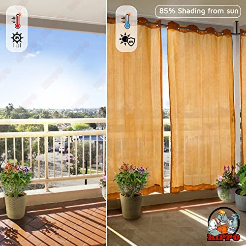 HIPPO High Density Polyethylene 150 GSM Outdoor Sun Blocking Balcony Eyelet/Grommet Light-Filtering Curtains Sun & UV Protection, Light Filtering 4.5FTX9FT Long Solid Door Curtain (Yellow) - Image 3