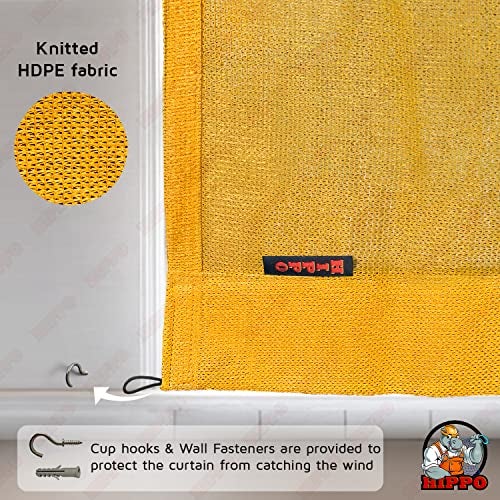 HIPPO High Density Polyethylene 150 GSM Outdoor Sun Blocking Balcony Eyelet/Grommet Light-Filtering Curtains Sun & UV Protection, Light Filtering 4.5FTX9FT Long Solid Door Curtain (Yellow) - Image 5