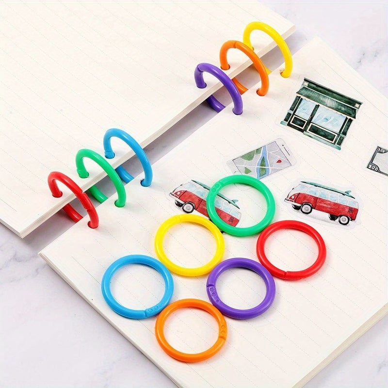 56 Pcs Assorted Color Plastic Binder Rings Sturdy Office Supplies For Document Organization - Image 3