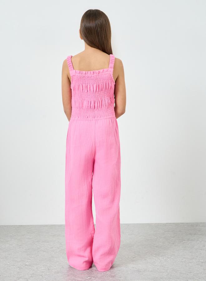 Styli Girls Pink Cotton Strappy Jumpsuit - Image 3