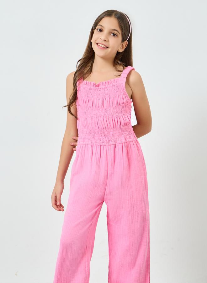 Styli Girls Pink Cotton Strappy Jumpsuit - Image 2