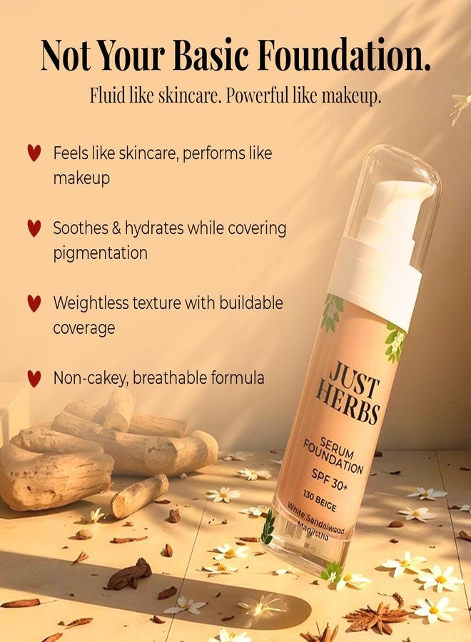 جاست هيربز كريم أساس سيروم من جست هيربس بعامل حماية من الشمس 30+ | تغطية قابلة للتعديل ولمسة نهائية طبيعية | خالٍ من البارابين والزيوت المعدنية | مناسب للبشرة الهندية | خفيف الوزن ومرطب | 30 مل (بيج) - Image 4