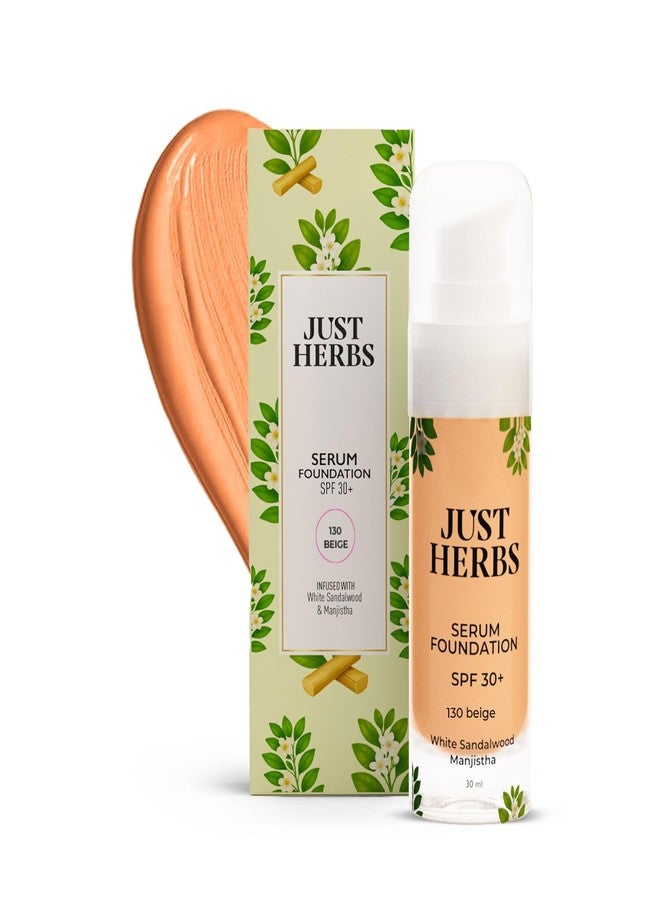 جاست هيربز كريم أساس سيروم من جست هيربس بعامل حماية من الشمس 30+ | تغطية قابلة للتعديل ولمسة نهائية طبيعية | خالٍ من البارابين والزيوت المعدنية | مناسب للبشرة الهندية | خفيف الوزن ومرطب | 30 مل (بيج) - Image 1