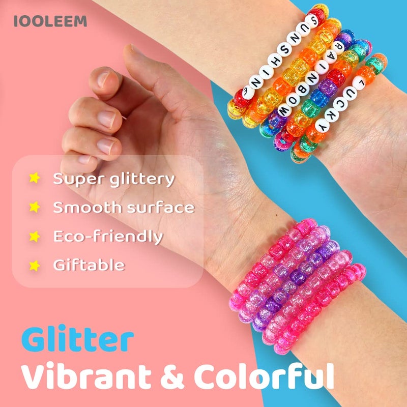 IOOLEEM 1000 Glitter Hair Beads for Crafts, Beads, Pony Beads Bulk, Beads for DIY, Glitter Beads for Bracelets Making, Beads for Hair - Image 5