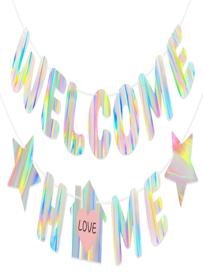 Merrivo Iridescent Welcome Home Banner, Pre-Strung DIY Welcome Home Decorations - Image 1
