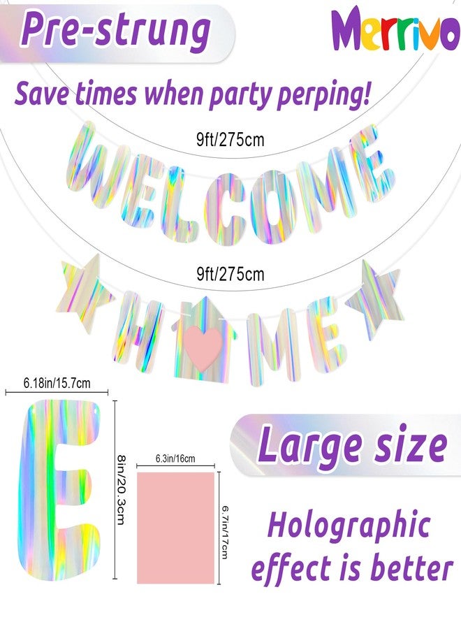 Merrivo Iridescent Welcome Home Banner, Pre-Strung DIY Welcome Home Decorations - Image 2