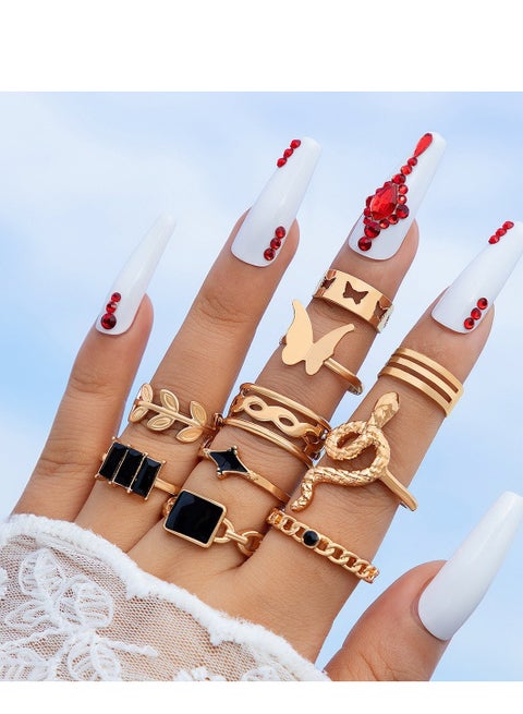 Stackable Rings Set for Women, Open Stacking Knuckle Ring, Adjustable Chunky Signet Rings for Gift with Luxury gift package