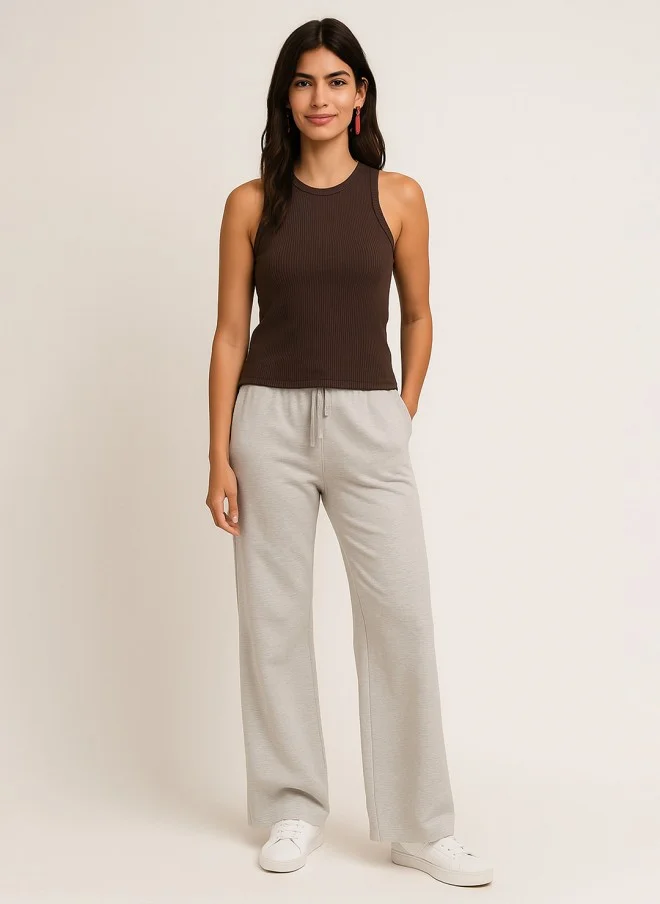 SASSAFRAS Ribbed Round Neck Cotton Top for Women