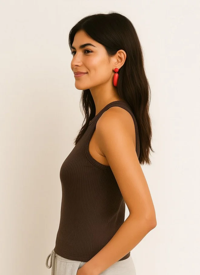 SASSAFRAS Ribbed Round Neck Cotton Top for Women