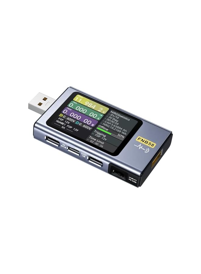 promass USB Tester 4-28V 0-7A 0-140W, USB AC Voltage Current Power Tester Multimeter, Fast Charging Detection Capacity Measurement with 2.0 Inch High Definition Lcd Screen for PD2.0 PD3.0 - Image 1