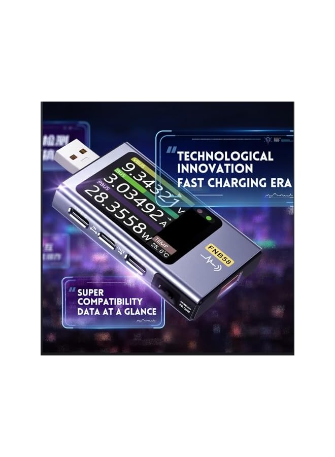 promass USB Tester 4-28V 0-7A 0-140W, USB AC Voltage Current Power Tester Multimeter, Fast Charging Detection Capacity Measurement with 2.0 Inch High Definition Lcd Screen for PD2.0 PD3.0 - Image 2