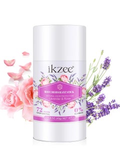 IKZEE Whole Body Deodorant Stick Lavender and Rose 72 Hour Odor Control Aluminum Free Baking Soda Free Natural Scented Skin Safe for Armpit Privates and Other Parts Odor Control Cream 40g  - Image 1