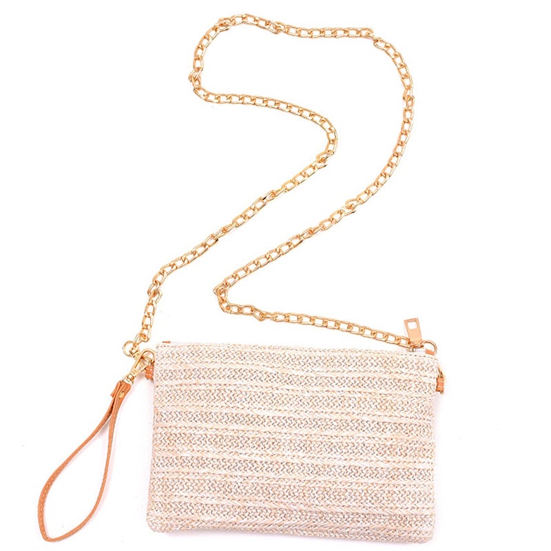 Beurlike Straw Clutch Purses for Women Beach Wristlet Wallet Small Cross body bag for Girls(Beige) - Image 4