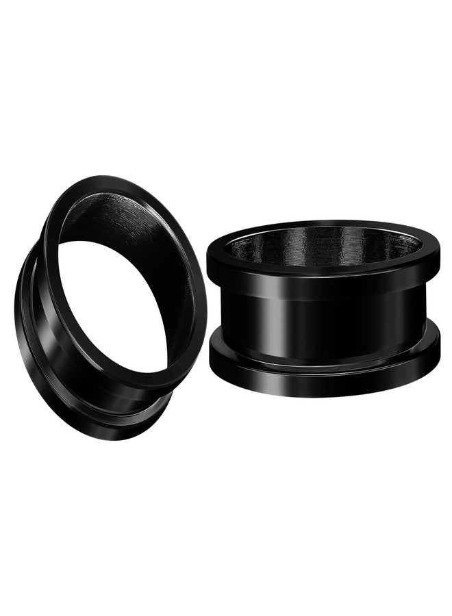 BIG GAUGES Pair of 316L Surgical Steel Black Anodized Screw-fit Piercing Jewelry Ear Stretching Lobe Plugs Flesh Tunnel Earring, Stainless Steel, , Stainless Steel, - Image 1