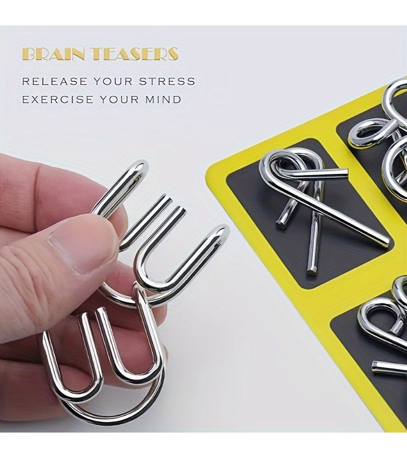 1pc Random Color Adult Creative Metal Mind Game 8pcs Set Understanding Boost Puzzle Game Party Gift Enhances Critical Thinking Skills Brain Teasers - Image 3