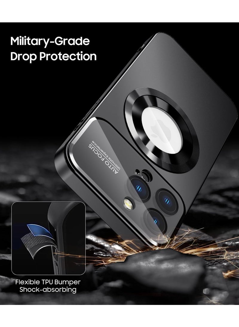 Generic - Magnetic case for iPhone 16 Pro Max, camera lens protector with full window cover, visual identity, scratch-resistant scrub, waterproof sweat-resistant slim - black - Image 1