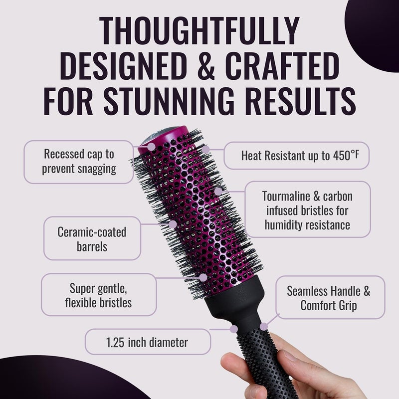 ERGO Super Gentle Round Brush for Blow Out - Salon Quality Hair Styling for Women - Roller for Wet and Dry Hair - Volumizing Care Blowout - ERG33:1.25" - Image 4