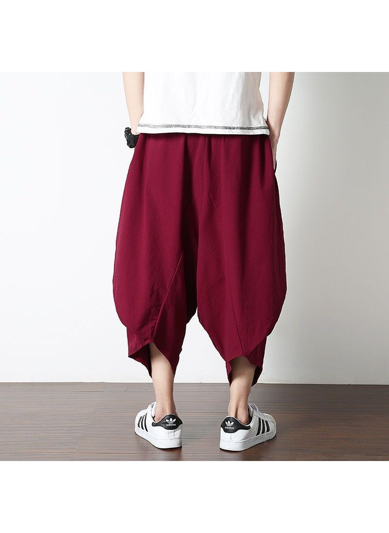 Generic - Linen Pants Men Loose Retro Lantern Trousers black - Image 1