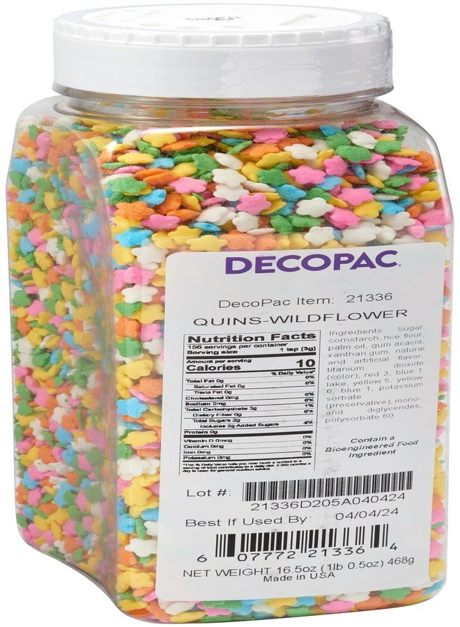 DECOPAC Quins Fancy Sprinkles, 19.5oz, Candy Sprinkles in Handheld Container, Edible Sprinkles For Celebration Cakes, Cupcakes, Cookies - Flower Shape Quins - Image 4