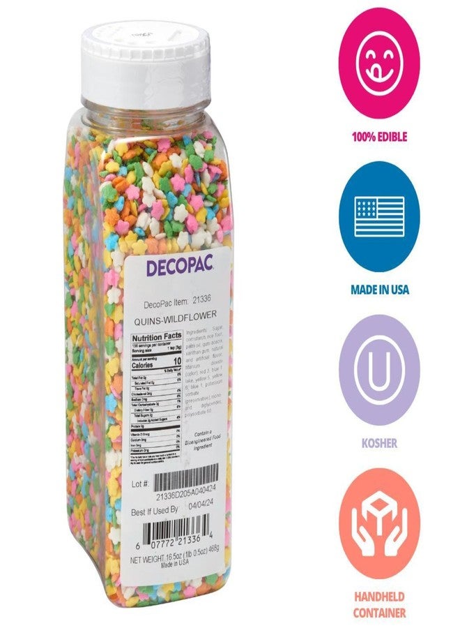 DECOPAC Quins Fancy Sprinkles, 19.5oz, Candy Sprinkles in Handheld Container, Edible Sprinkles For Celebration Cakes, Cupcakes, Cookies - Flower Shape Quins - Image 2