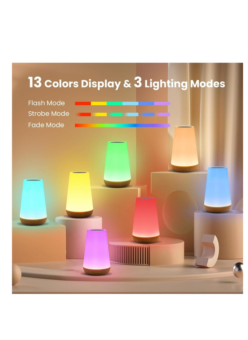 Touch Lamp, Portable Table Sensor Control Bedside Lamps with Quick USB Charging Port, 5 Level Dimmable Warm White Light & 13 Color Changing RGB for Bedroom/Office/Hallways