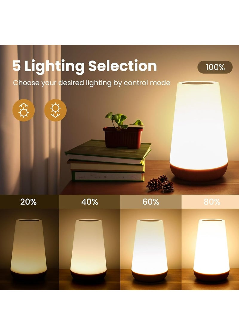 Touch Lamp, Portable Table Sensor Control Bedside Lamps with Quick USB Charging Port, 5 Level Dimmable Warm White Light & 13 Color Changing RGB for Bedroom/Office/Hallways