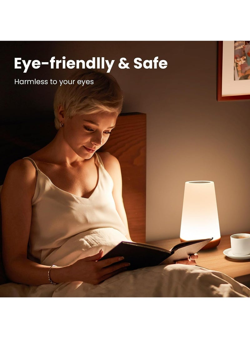 Touch Lamp, Portable Table Sensor Control Bedside Lamps with Quick USB Charging Port, 5 Level Dimmable Warm White Light & 13 Color Changing RGB for Bedroom/Office/Hallways