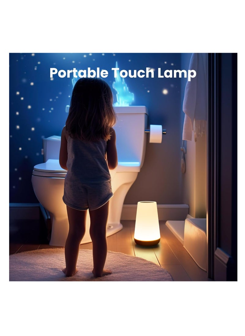 Touch Lamp, Portable Table Sensor Control Bedside Lamps with Quick USB Charging Port, 5 Level Dimmable Warm White Light & 13 Color Changing RGB for Bedroom/Office/Hallways