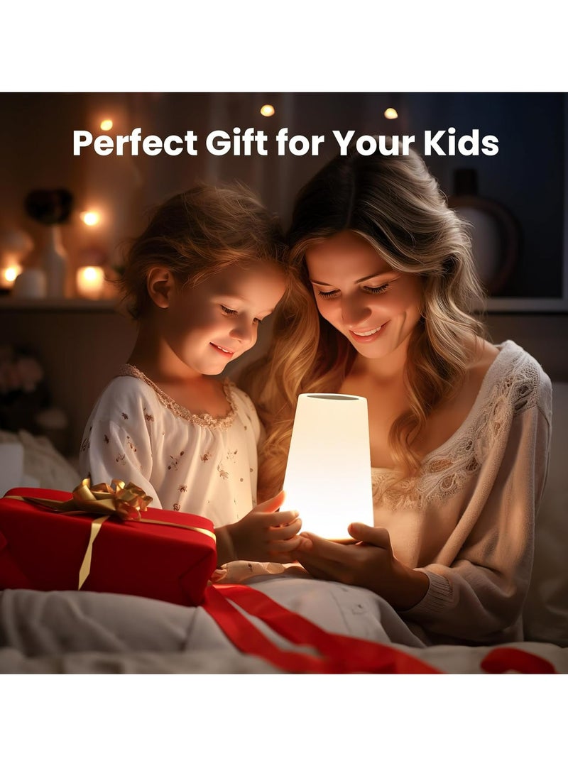 Touch Lamp, Portable Table Sensor Control Bedside Lamps with Quick USB Charging Port, 5 Level Dimmable Warm White Light & 13 Color Changing RGB for Bedroom/Office/Hallways