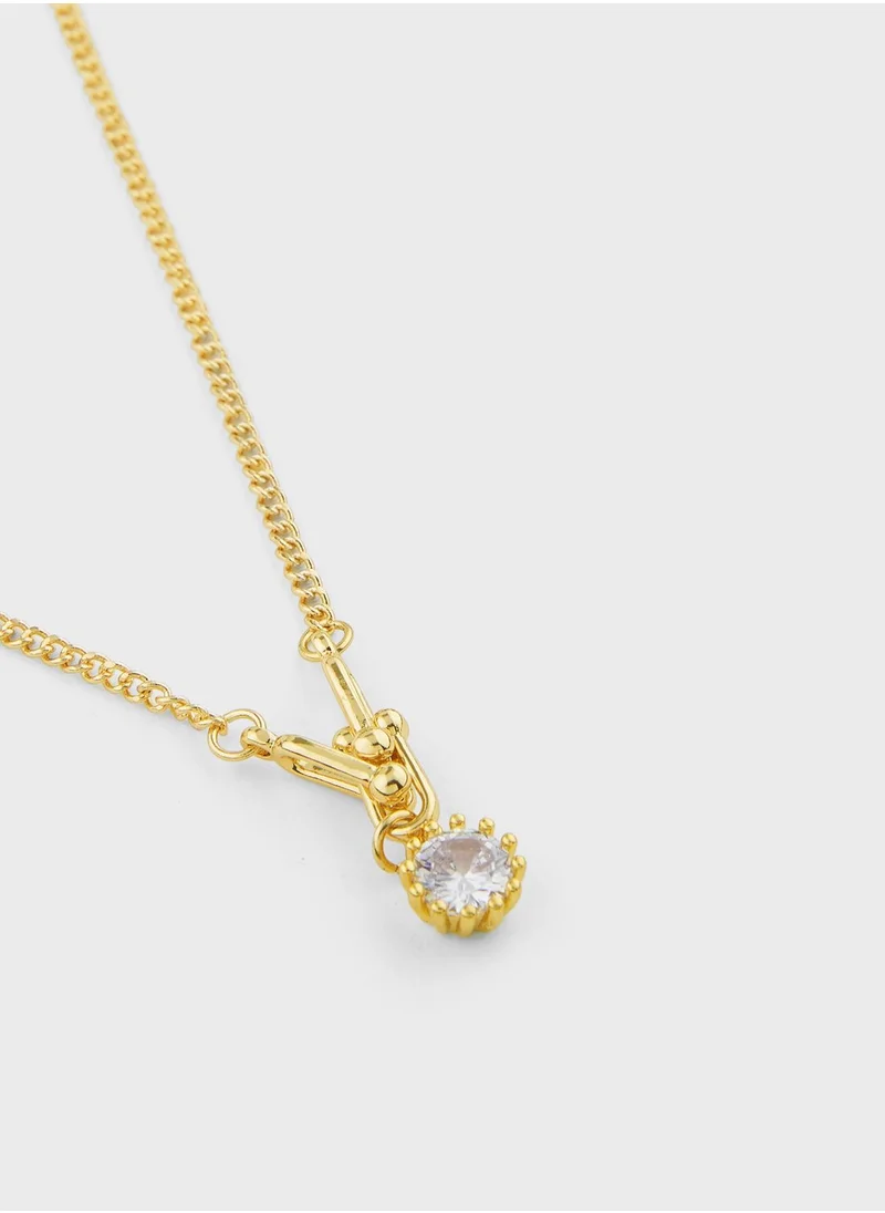 ELLA Stone Detail Pendant Necklace & Drop Earrings Set