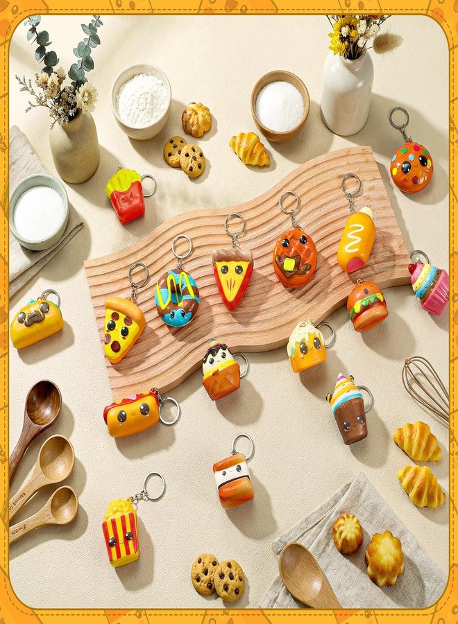Motionchic 16 Pcs Squeeze toy Small Foam Squishies Hamburger Popcorn Taco Ice Cream Pizza Smore Kawaii Food Cute Squeeze Squishy Keychain Valentine Day Birthday Party Favors - Image 4