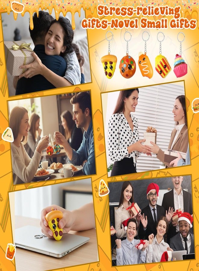 Motionchic 16 Pcs Squeeze toy Small Foam Squishies Hamburger Popcorn Taco Ice Cream Pizza Smore Kawaii Food Cute Squeeze Squishy Keychain Valentine Day Birthday Party Favors - Image 5