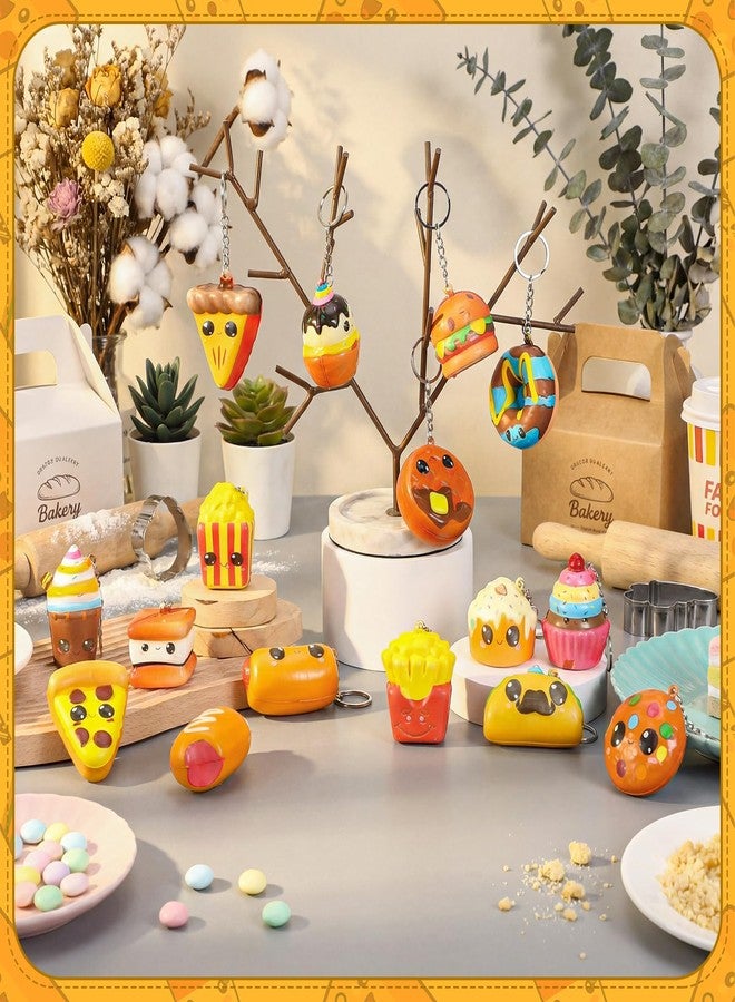 Motionchic 16 Pcs Squeeze toy Small Foam Squishies Hamburger Popcorn Taco Ice Cream Pizza Smore Kawaii Food Cute Squeeze Squishy Keychain Valentine Day Birthday Party Favors - Image 3