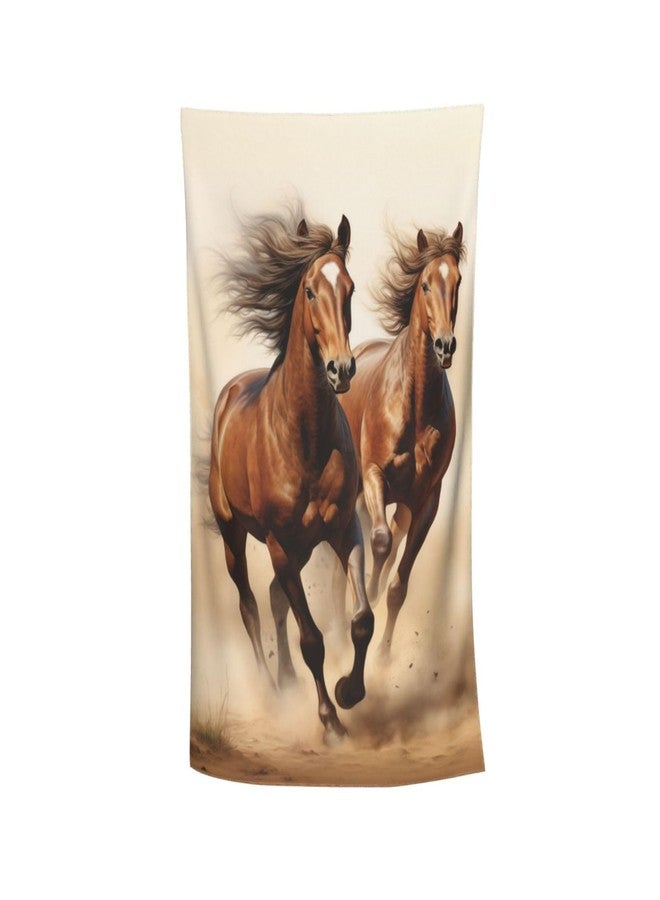 MIEPOS Cool Horse Beach Towel,32x52in,Quick-Dry Sand-Free Animal Bath Towels,Microfiber Lightweight for Travel Pool Yoga Beach Outdoor Activities Decor Accessories Gifts (Running Horse) - Image 1