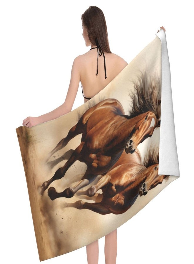 MIEPOS Cool Horse Beach Towel,32x52in,Quick-Dry Sand-Free Animal Bath Towels,Microfiber Lightweight for Travel Pool Yoga Beach Outdoor Activities Decor Accessories Gifts (Running Horse) - Image 2