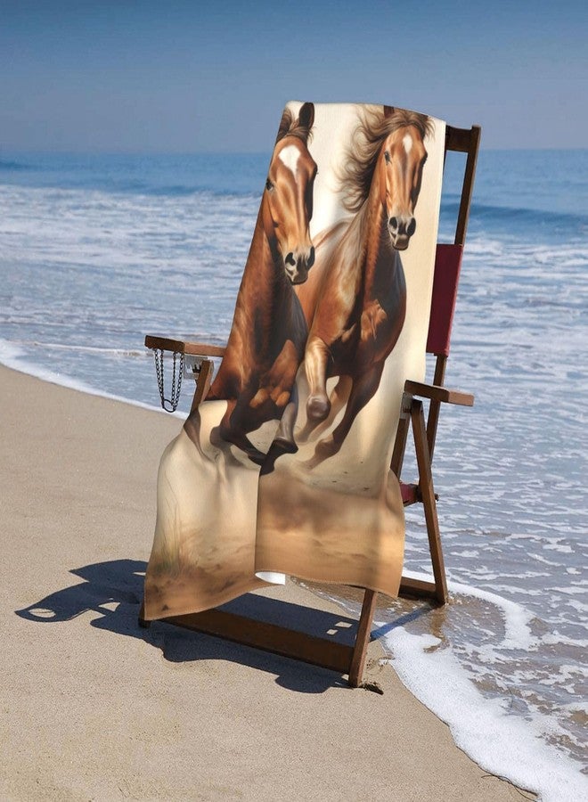 MIEPOS Cool Horse Beach Towel,32x52in,Quick-Dry Sand-Free Animal Bath Towels,Microfiber Lightweight for Travel Pool Yoga Beach Outdoor Activities Decor Accessories Gifts (Running Horse) - Image 4