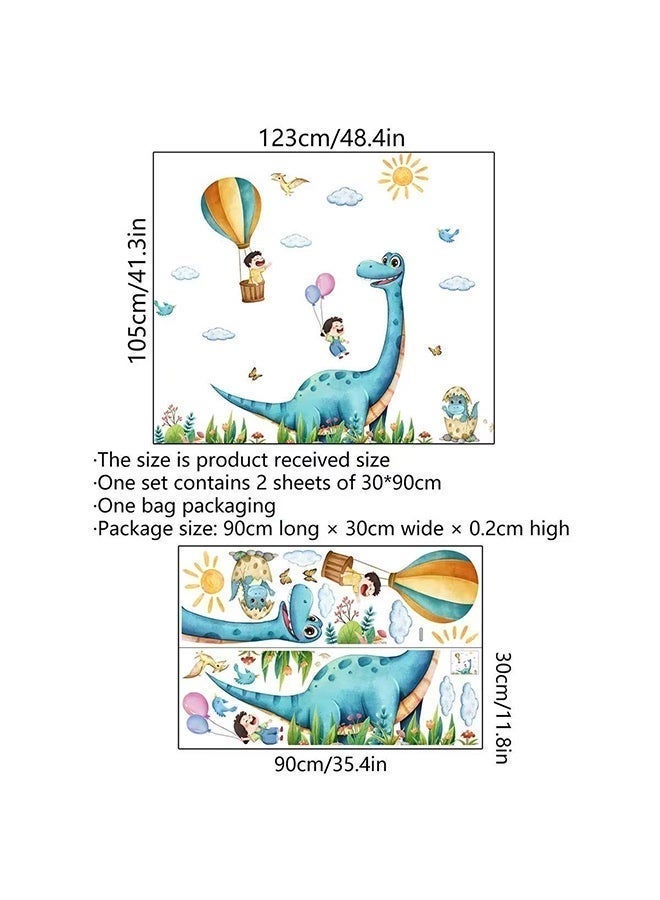 Dinosaur Hot Air Balloon Wall Stickers for Kids Room, Removable Waterproof PVC Cartoon Long Neck Dino Wall Decals, Decorative Wall Art Mural for Boys Bedroom Nursery Playroom - Image 5