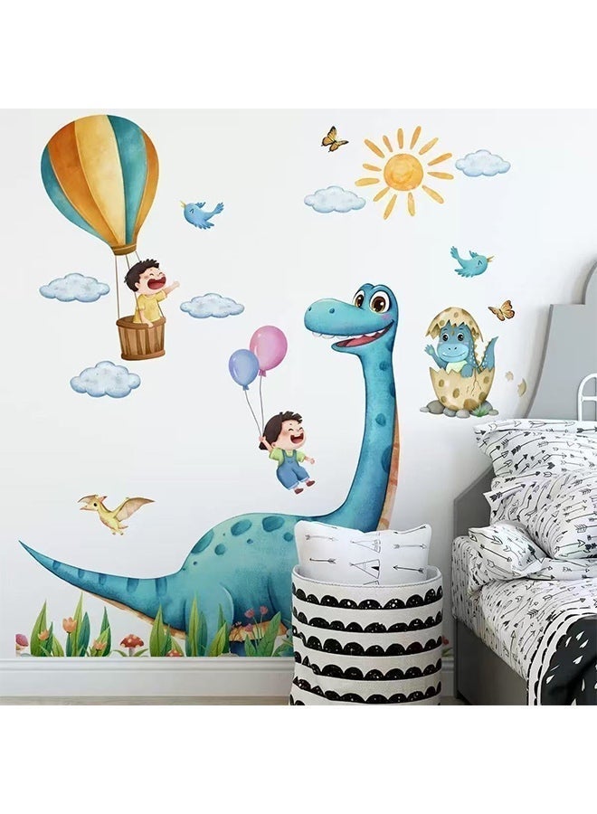 Dinosaur Hot Air Balloon Wall Stickers for Kids Room, Removable Waterproof PVC Cartoon Long Neck Dino Wall Decals, Decorative Wall Art Mural for Boys Bedroom Nursery Playroom - Image 4