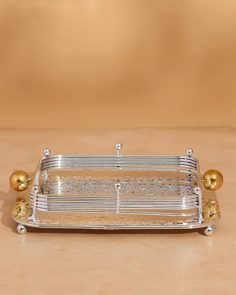 REDTAG Silver Square Metal Serving Tray – Medium