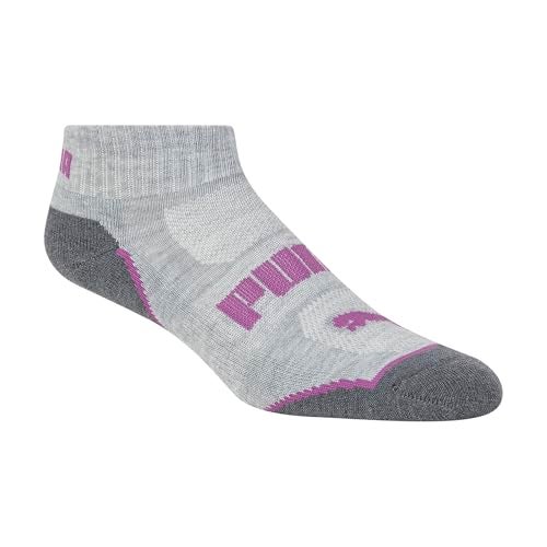 PUMA womens 6 Pack Quarter Crew Running Socks, Grey/Purple/Blue, 9 11 US - Image 5